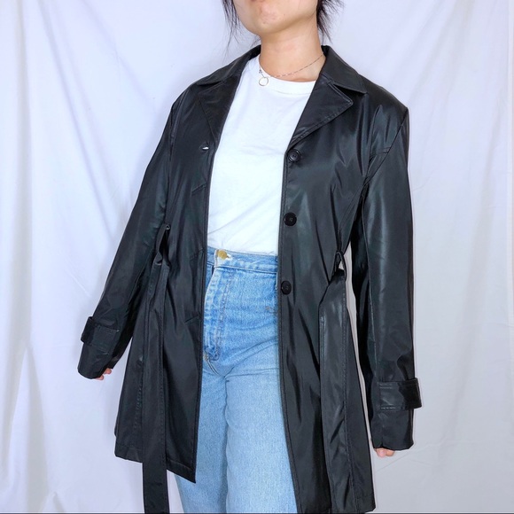 Ellabee black trench coat S-L - Picture 4 of 4